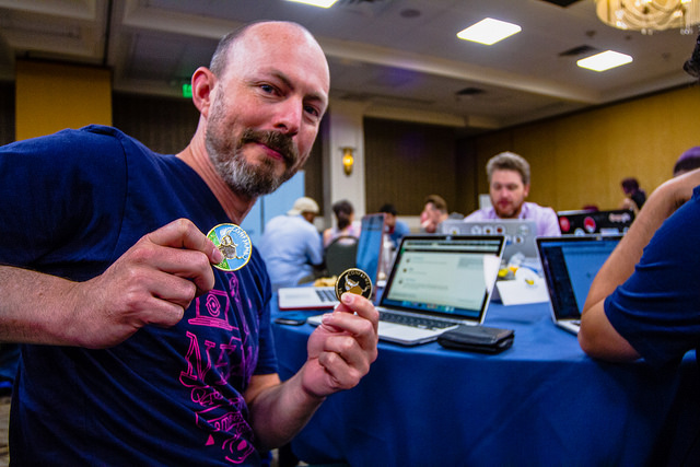 One happy BeeWare coin recipient. Photo by Atom Images